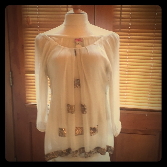 Yoana Baraschi Tops - Yoana Baraschi Anthropologie Silk Off Shoulder Top